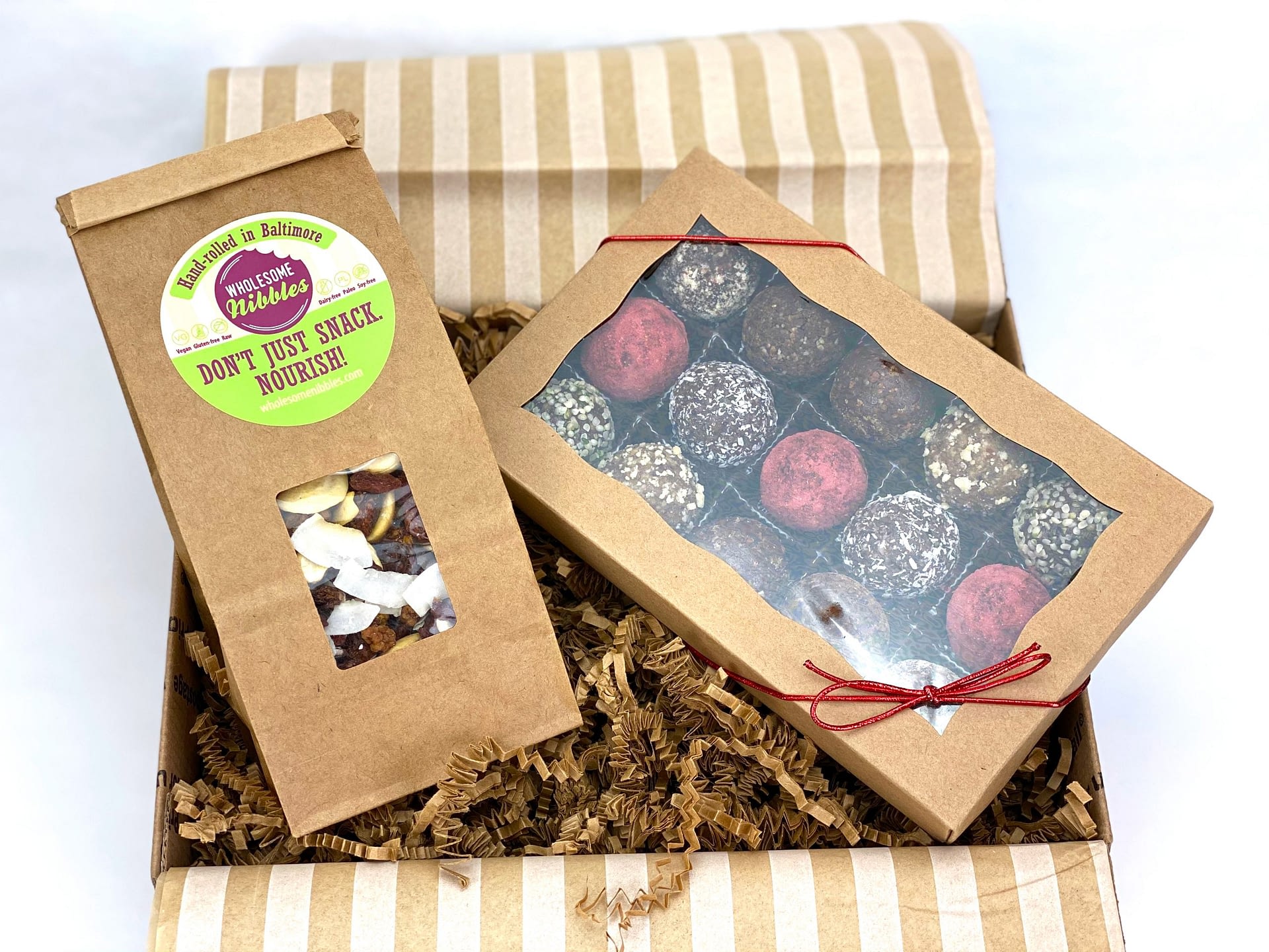 Vegan Gift Box of Truffles, Trail Mix & a Bonus Snack Pouch
